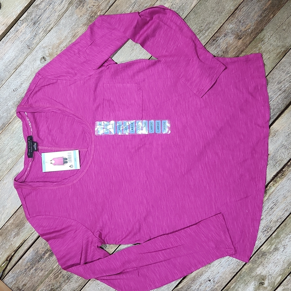 Social Standard by Sanctuary "Dylan Scoop Tee" Magenta Rose sz Large W-593
